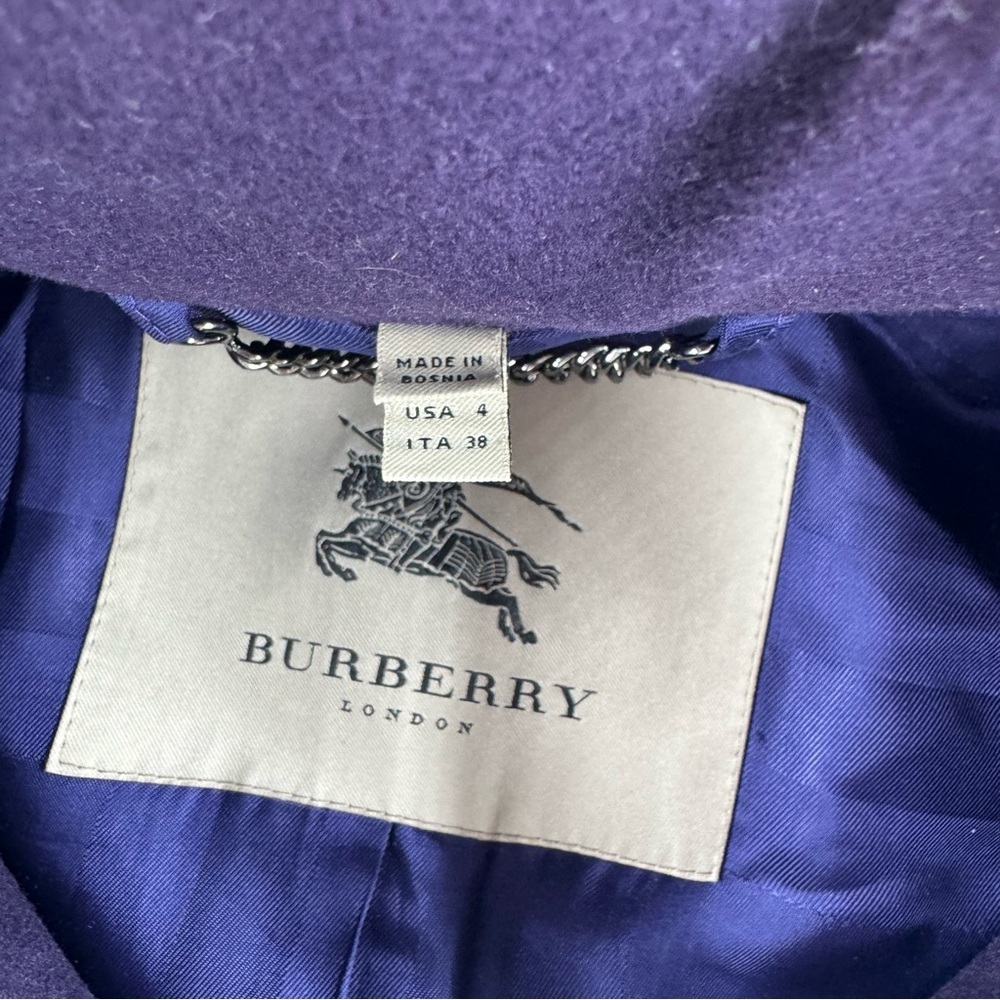 Burberry eggplant Wool cashmere Blend Double-Breasted Peacoat sz4 - Picture 3 of 10